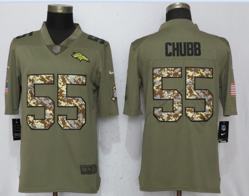 Men Denver Broncos #55 Chubb Olive Camo Carson 2017 Salute to Service Limited Nike NFL Jerseys